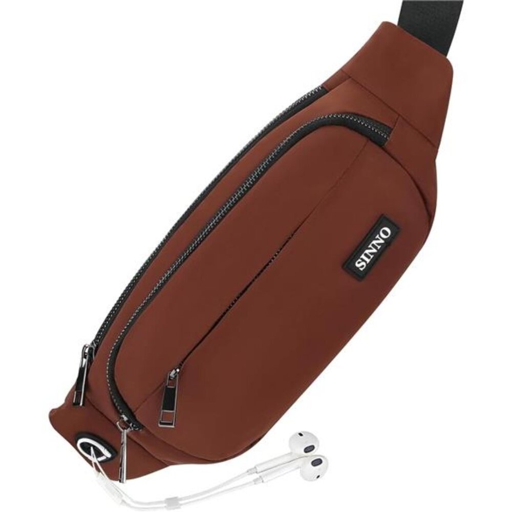 Large Crossbody Fanny Pack for Women Men Belt Bag With 4-Zipper Pockets - Picture 1 of 2